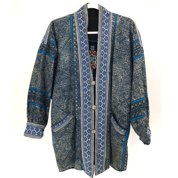 Womens Reversible Handmade Cross Stitch Yukata Jacket - Picture 1 of 15